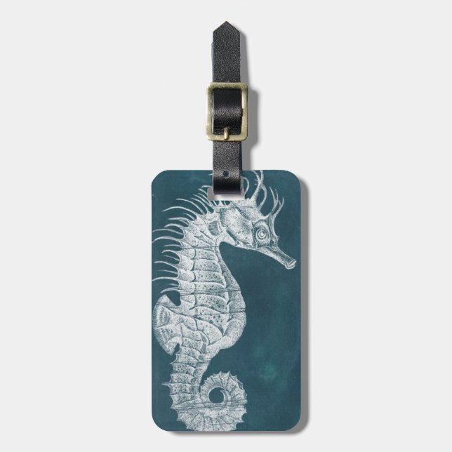 Azure Seahorse Study I Luggage Tag (Front Vertical)