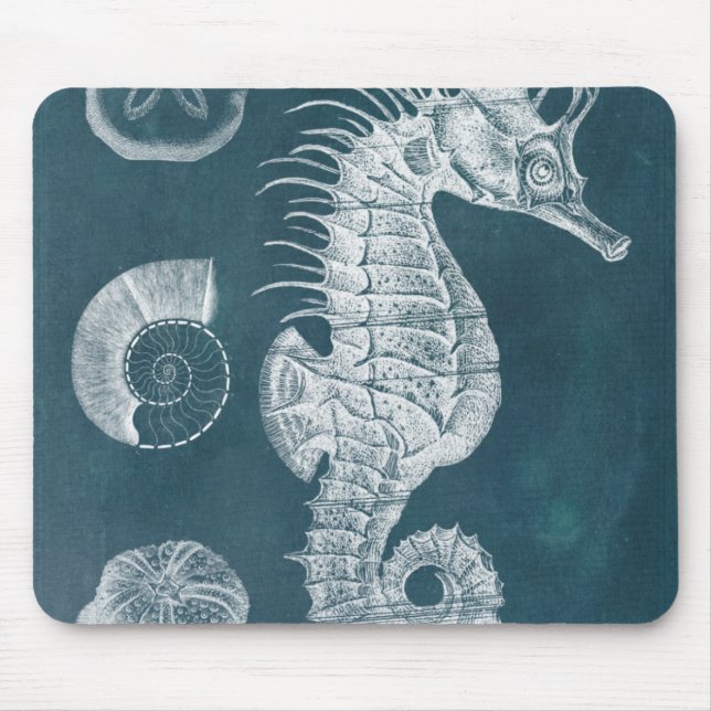 Azure Seahorse Study I Mouse Mat (Front)