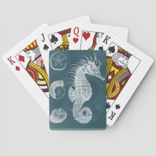 Azure Seahorse Study I Playing Cards