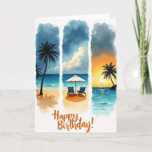 Azure Seascape Birthday Card
