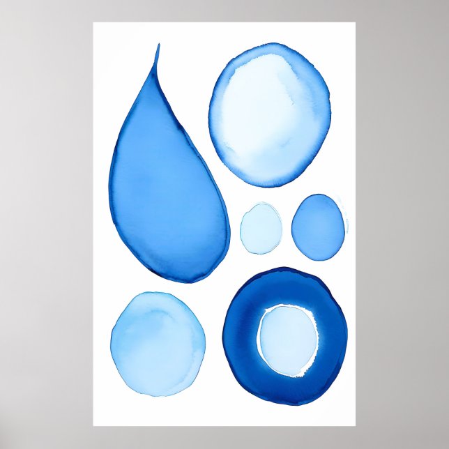 Azure Serene Curves Abstract    Poster (Front)