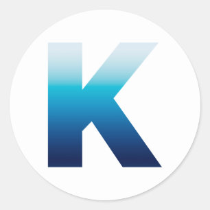 Azure Sky to Dark Ocean Blue Gradient Monogram K Classic Round Sticker