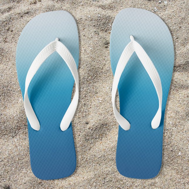 Azure Sky to Ocean Blue Gradient Flip Flops (Azure Sky to Ocean Blue Ombre Flip Flops for Her)