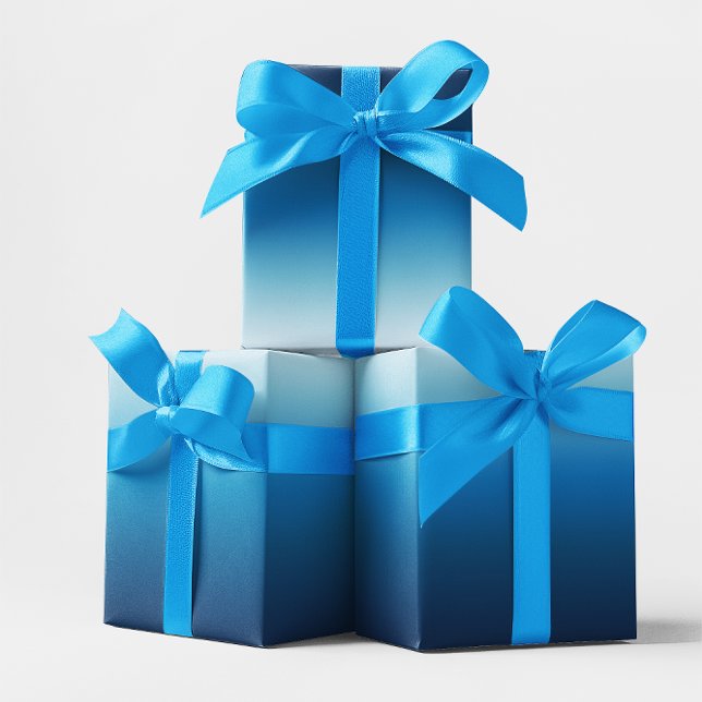 Azure Sky to Ocean Blue Ombre Wrapping Paper Sheet (Azure Sky to Ocean Blue Ombre Wrapping Paper Sheets)