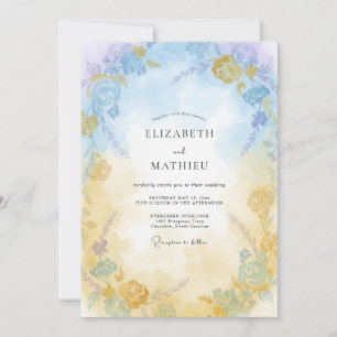 Azure Soft Gold Painted Wedding Invitation