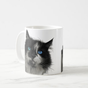 Azure Soul Black Cat Blue Eyes Coffee Mug