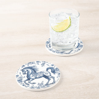 Azure Steed: Floral Grace Coaster