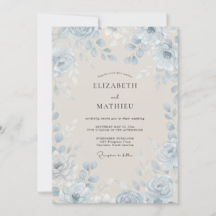 Azure Steel Painted Petal Wedding Invitation