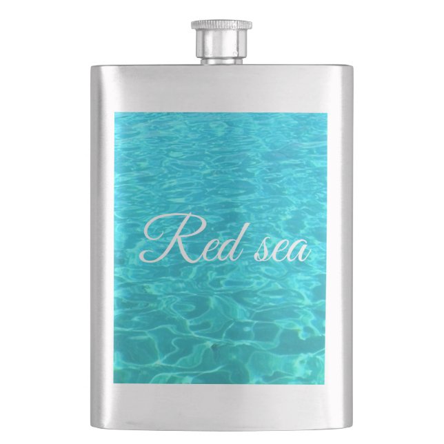 Azure surface water   of Red Sea in Egypt Hip Flask (Front)