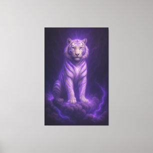 Azure Thunder White Tiger – Skyborn Majesty Canvas Print