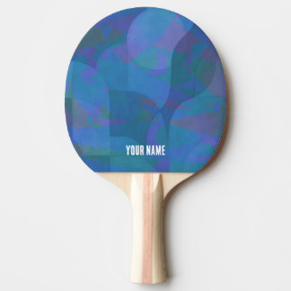 Azure Tides – Oceanic Abstract Geometry Ping Pong Paddle