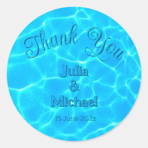 Azure Turquoise Bleu Water Reflection Minimalism Classic Round Sticker