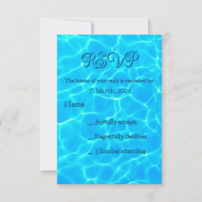  Azure Turquoise Bleu Water Reflection Minimalism RSVP Card (Front)