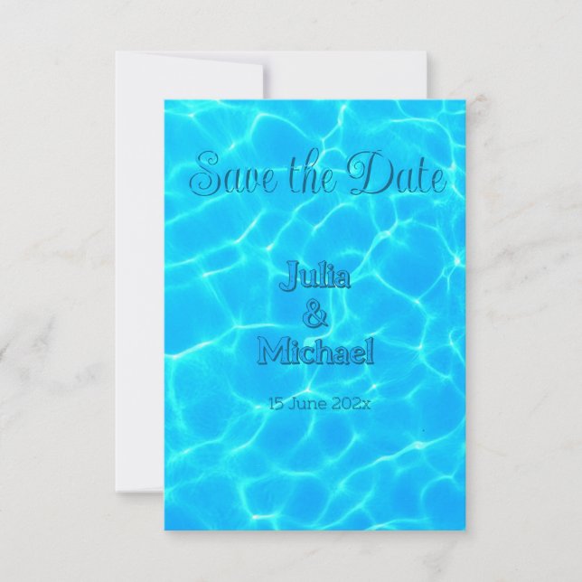  Azure Turquoise Bleu Water Reflection Minimalism Save The Date (Front)