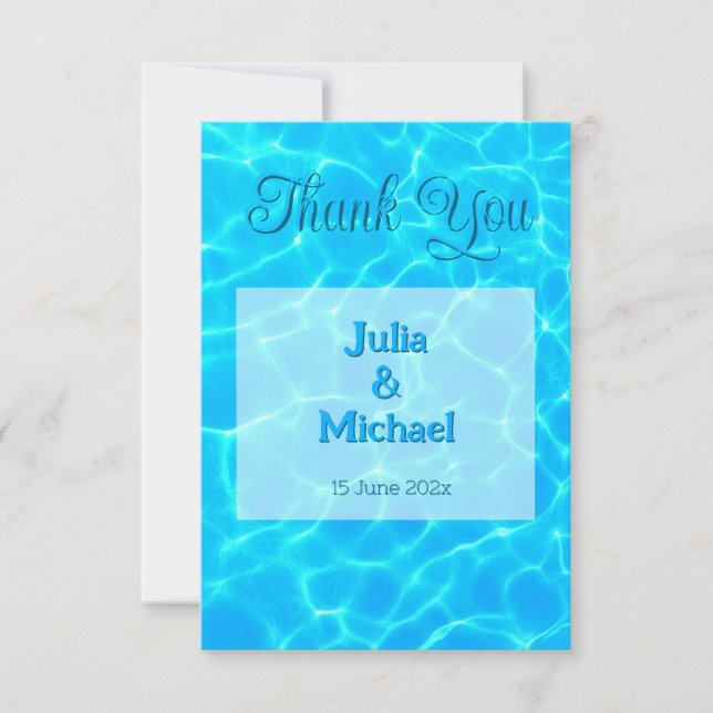  Azure Turquoise Bleu Water Reflection Minimalism Thank You Card (Front)