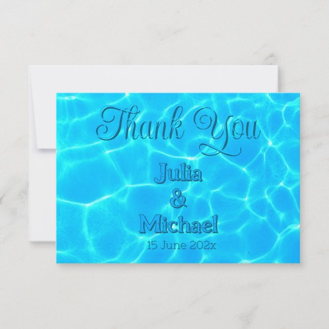  Azure Turquoise Bleu Water Reflection Minimalism Thank You Card (Front)