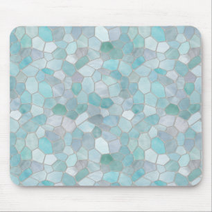 Azure Verdigris Mosaic Mouse Mat