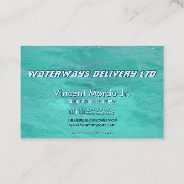 Azure water logistics services minimalist business card (Front)