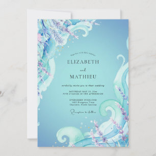 Azure Wave Ocean Eucalyptus Wedding Invitation