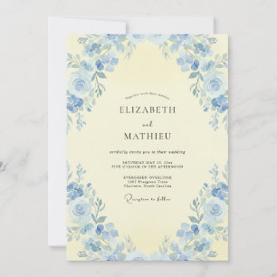 Azure Whimsical Floral Wedding Invitation