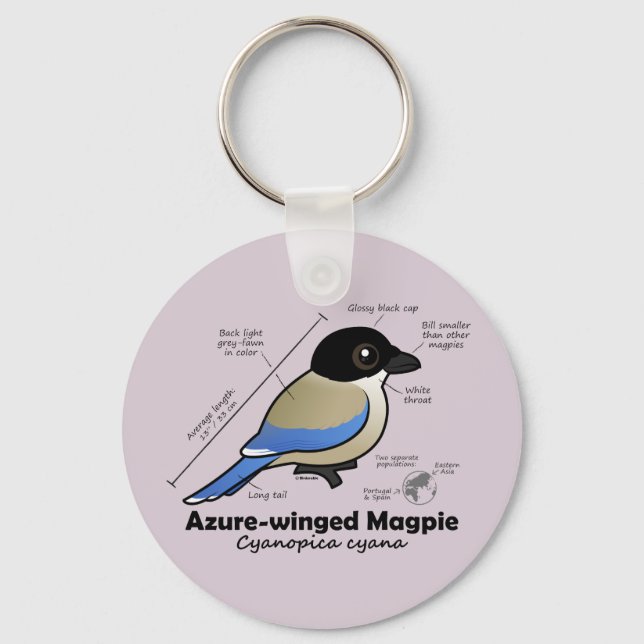 Azure-winged Magpie Statistics Key Ring (Front)