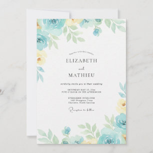 Azure Yellow Leafy Wedding Invitation