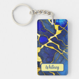 Azurite and Gold Inspired Keychain (02)