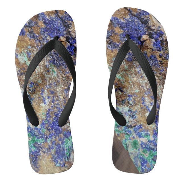 Azurite and Malachite Pair of Flip Flops (Footbed)