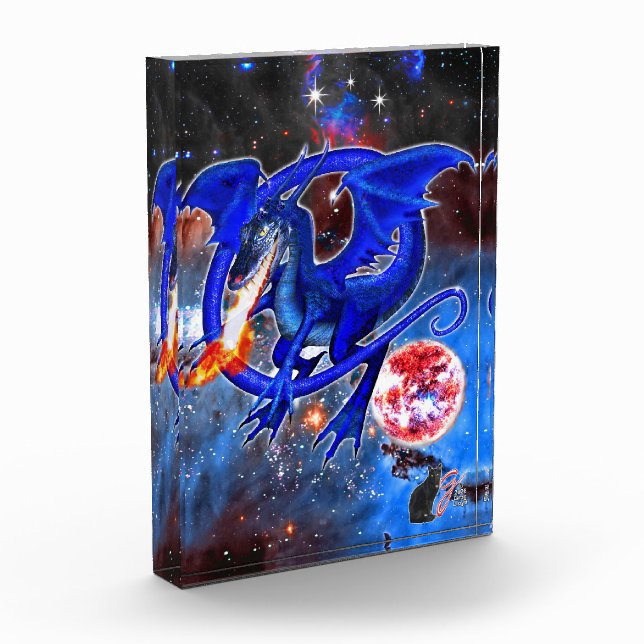 Azurite Cosmic Dragon Acrylic Block (Left)