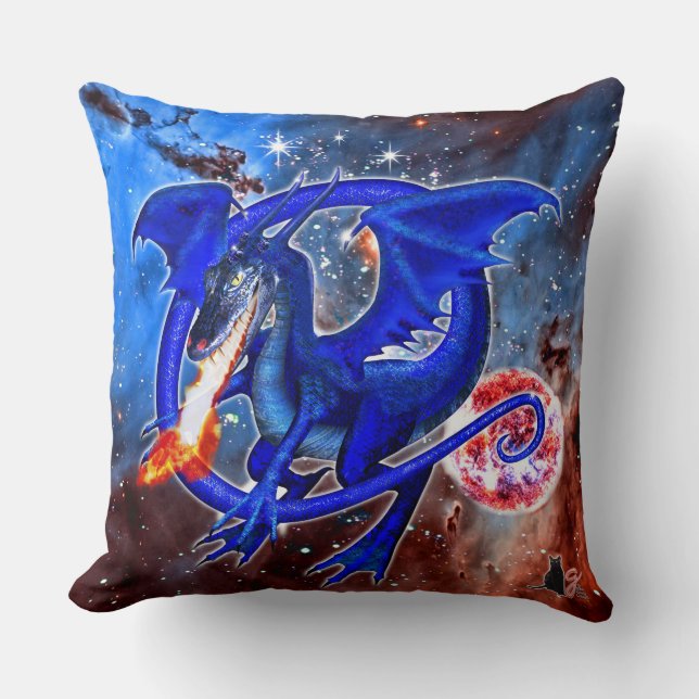 Azurite Cosmic Dragon Cushion (Front)