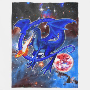 Azurite Cosmic Dragon Fleece Blanket