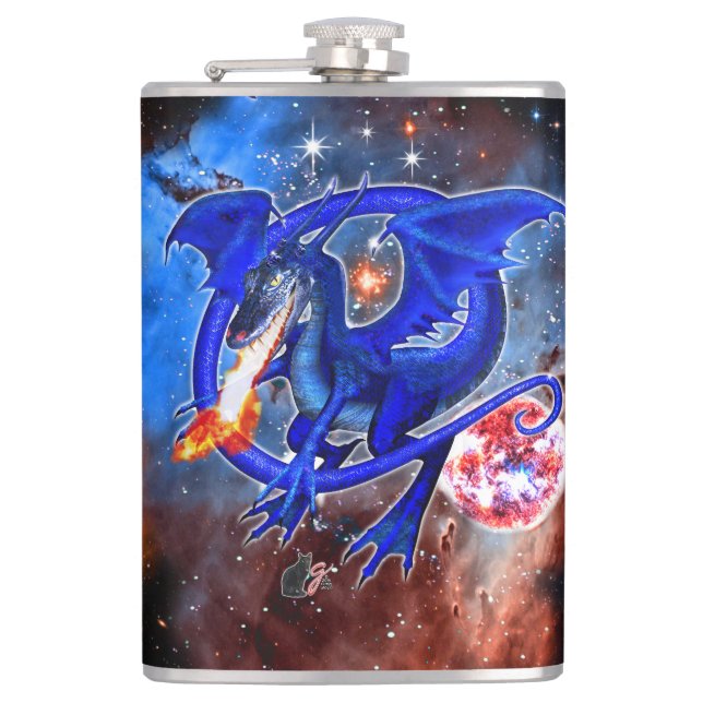 Azurite Cosmic Dragon Hip Flask (Front)