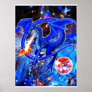 Azurite Cosmic Dragon Poster