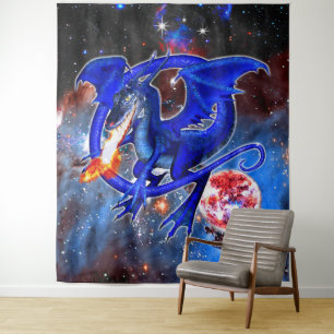 Azurite Cosmic Dragon Tapestry