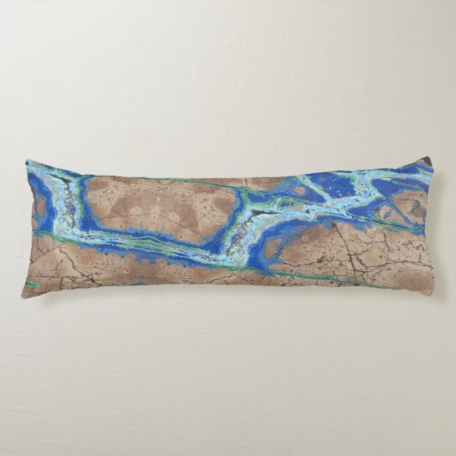 Azurite Stone  Beige and Turquoise  Body Cushion (Front)