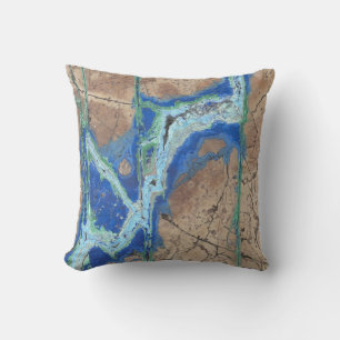 Azurite Stone  Beige and Turquoise Cushion
