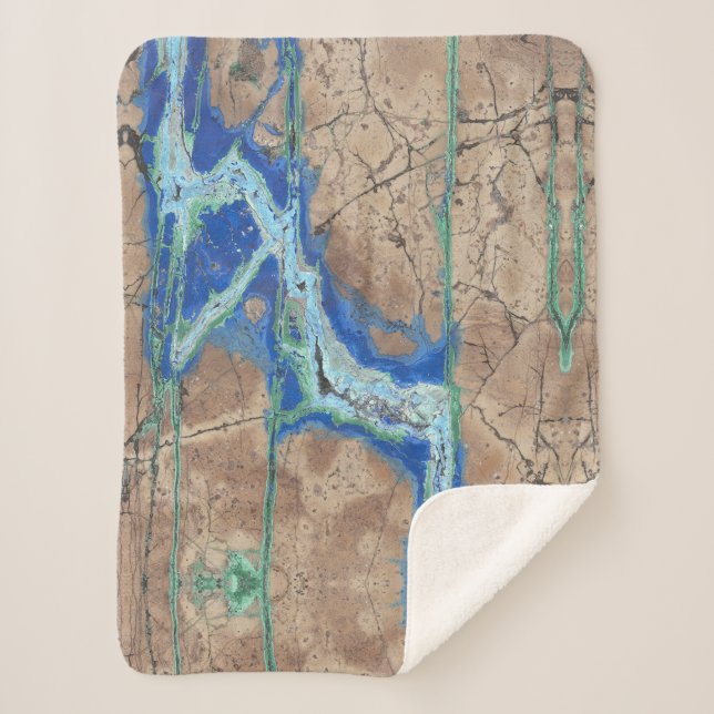 Azurite Stone  Beige and Turquoise Sherpa Blanket (Front)