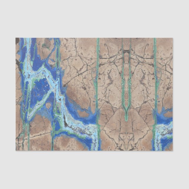 Azurite Stone  Beige and Turquoise Tissue Paper (Front)