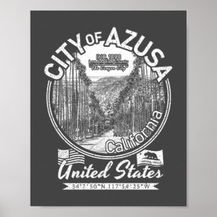 AZUSA CALIFORNIA VINTAGE - CITY OF AZUSA CA POSTER