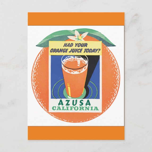 Azusa California Vintage Travel Poster Postcard (Front)