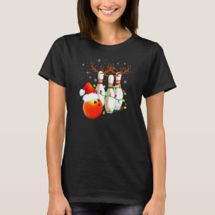 B0wling  Christmas B0wling Santa Hat Christmas Lig T-Shirt