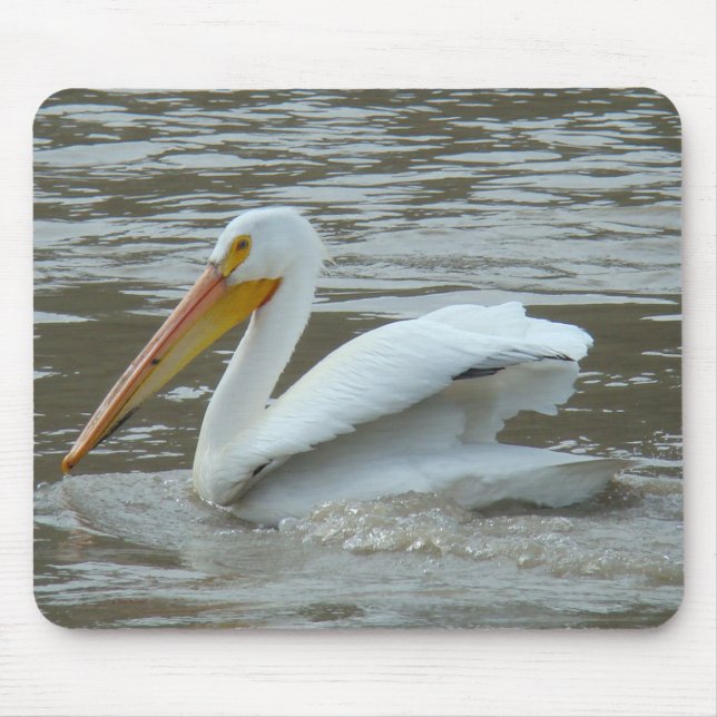 B14 American White Pelican Mouse Mat (Front)