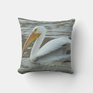 B14 White Pelican on Muddy River Cushion