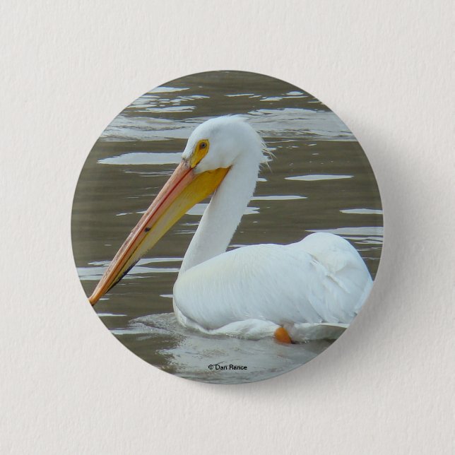 B15 White Pelican 6 Cm Round Badge (Front)