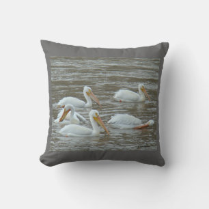 B16 White Pelicans on Muddy River Cushion