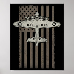 B17 Bomber Ww2 Plane Aircraft Usa Flag Veteran Pil Poster