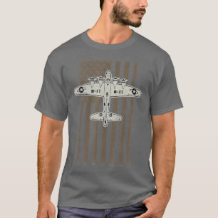 B17 Bomber WW2 Plane Aircraft USA Flag Veteran Pil T-Shirt
