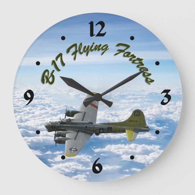 B17 Flying Fortress WWII Bomber Aeroplane Large Clock (Front)
