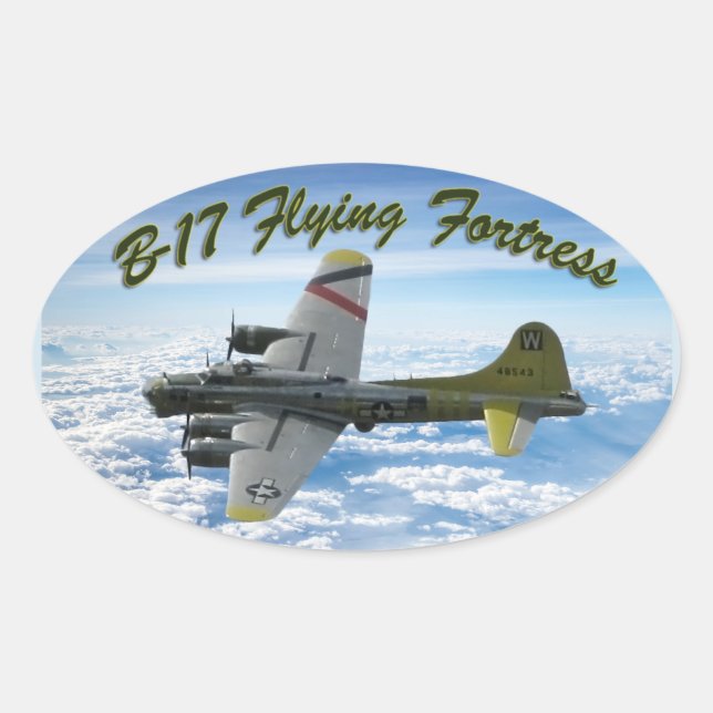 B17 Flying Fortress WWII Bomber Aeroplane Oval Sticker (Front)