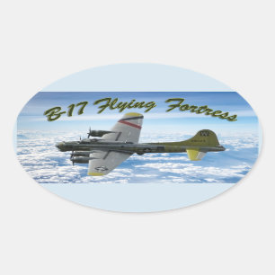 B17 Flying Fortress WWII Bomber Aeroplane Oval Sticker